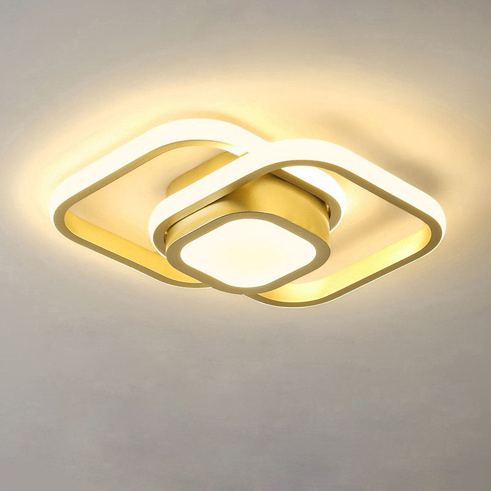 Modern Minimalist Double Ring Halo Contemporary Ceiling Light Fixture