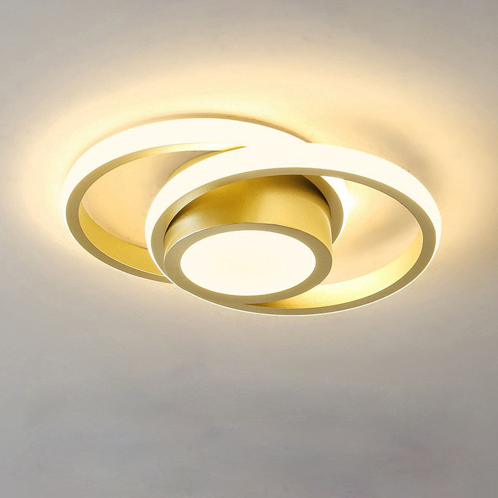 Modern Minimalist Double Ring Halo Contemporary Ceiling Light Fixture