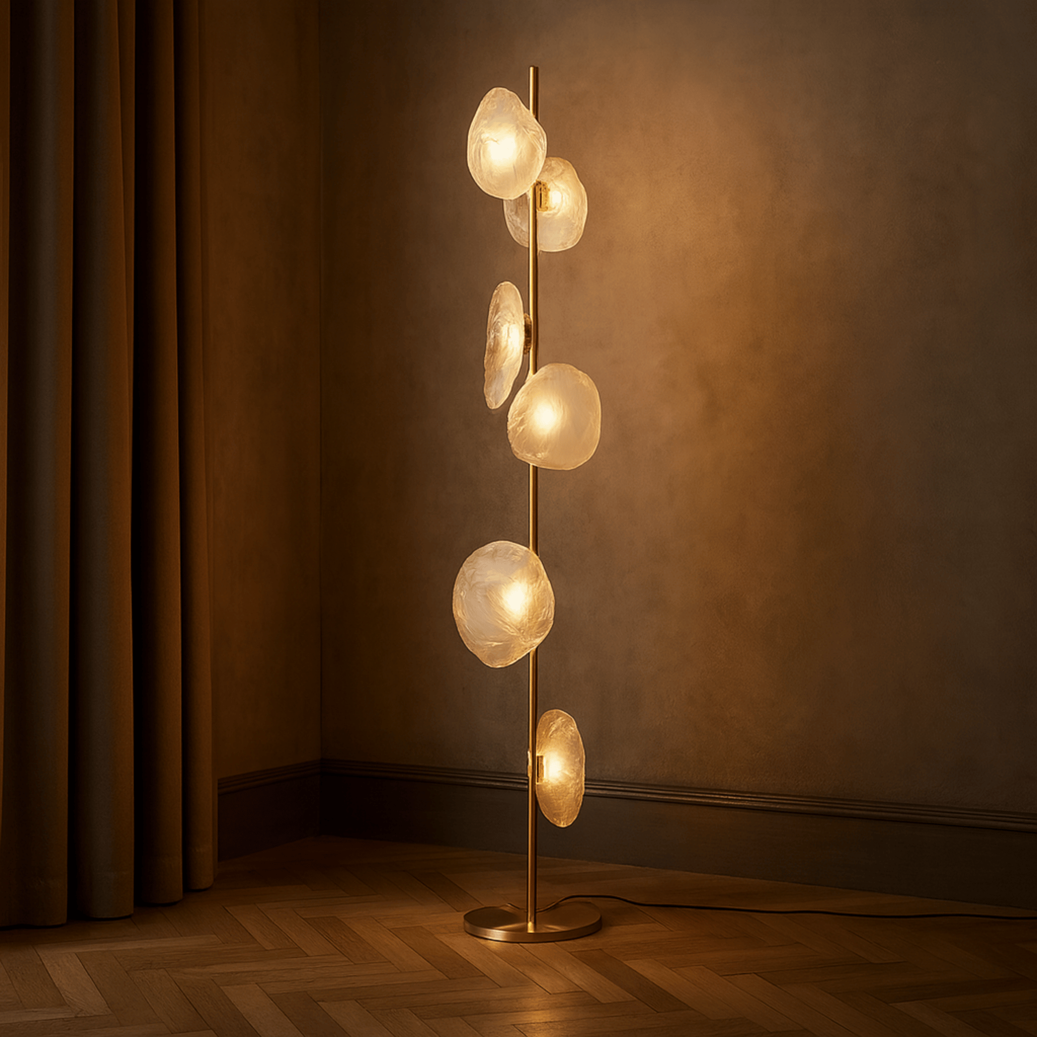 Nordic Glass LED Floor Lamp with Knob Switch