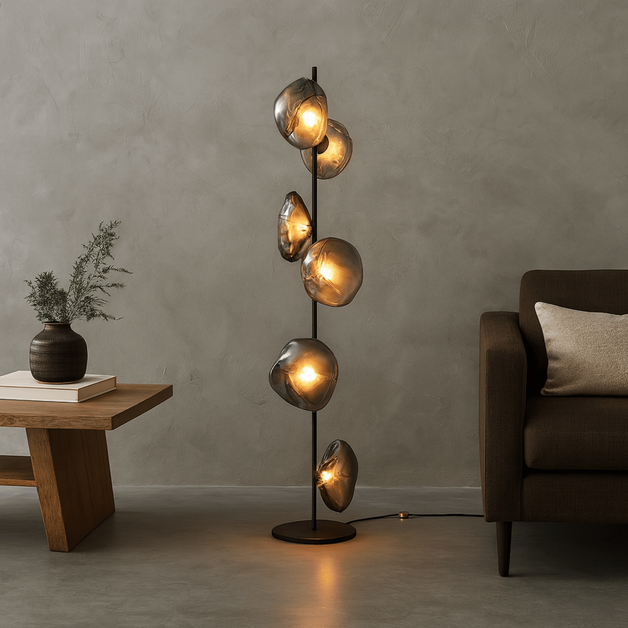 Nordic Glass LED Floor Lamp with Knob Switch