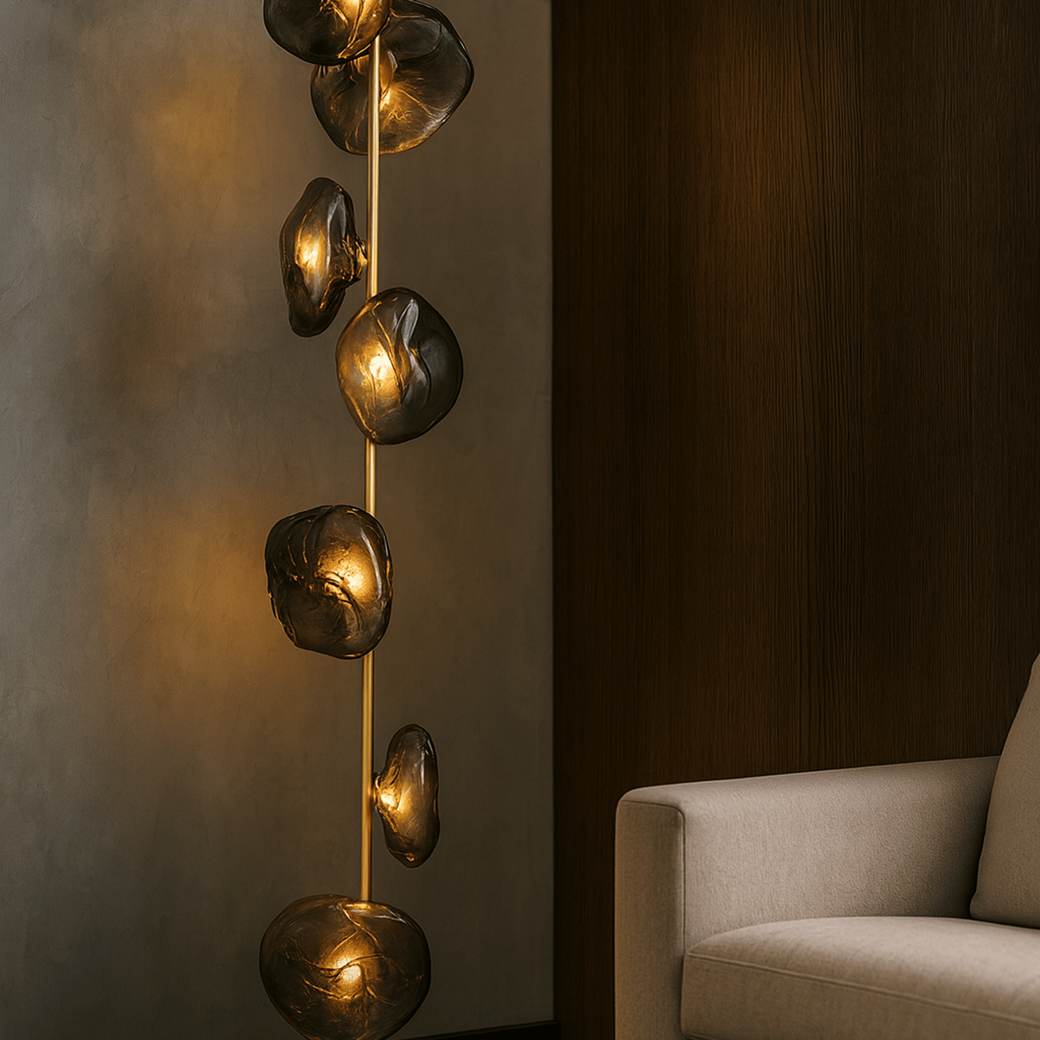 Nordic Glass LED Floor Lamp with Knob Switch