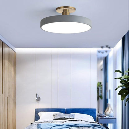 Round Acrylic Metal LED Ceiling Light – Semi Flush Mount – Hallway Living Room