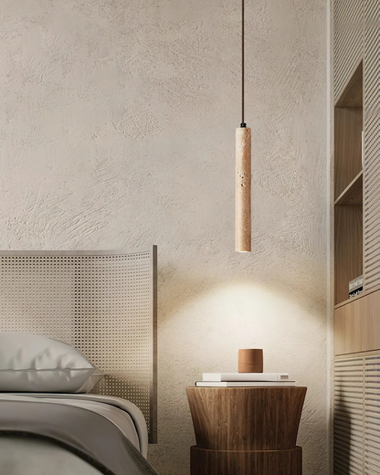 Minimalist Natural Travertine Japandi Pendant Light
