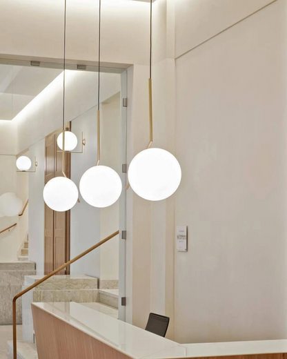 Modern Adjustable Height Glass Gold Finish Kitchen Pendant Light