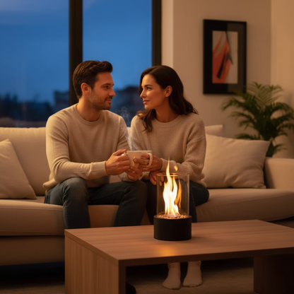 Bioethanol Tabletop Fireplace - Ventless Smokeless Indoor Outdoor - Portable Real Flame