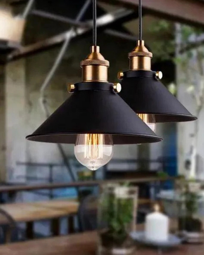 Industrial Modern Adjustable Height Metal Black Shade Gold Interior Pendant Light