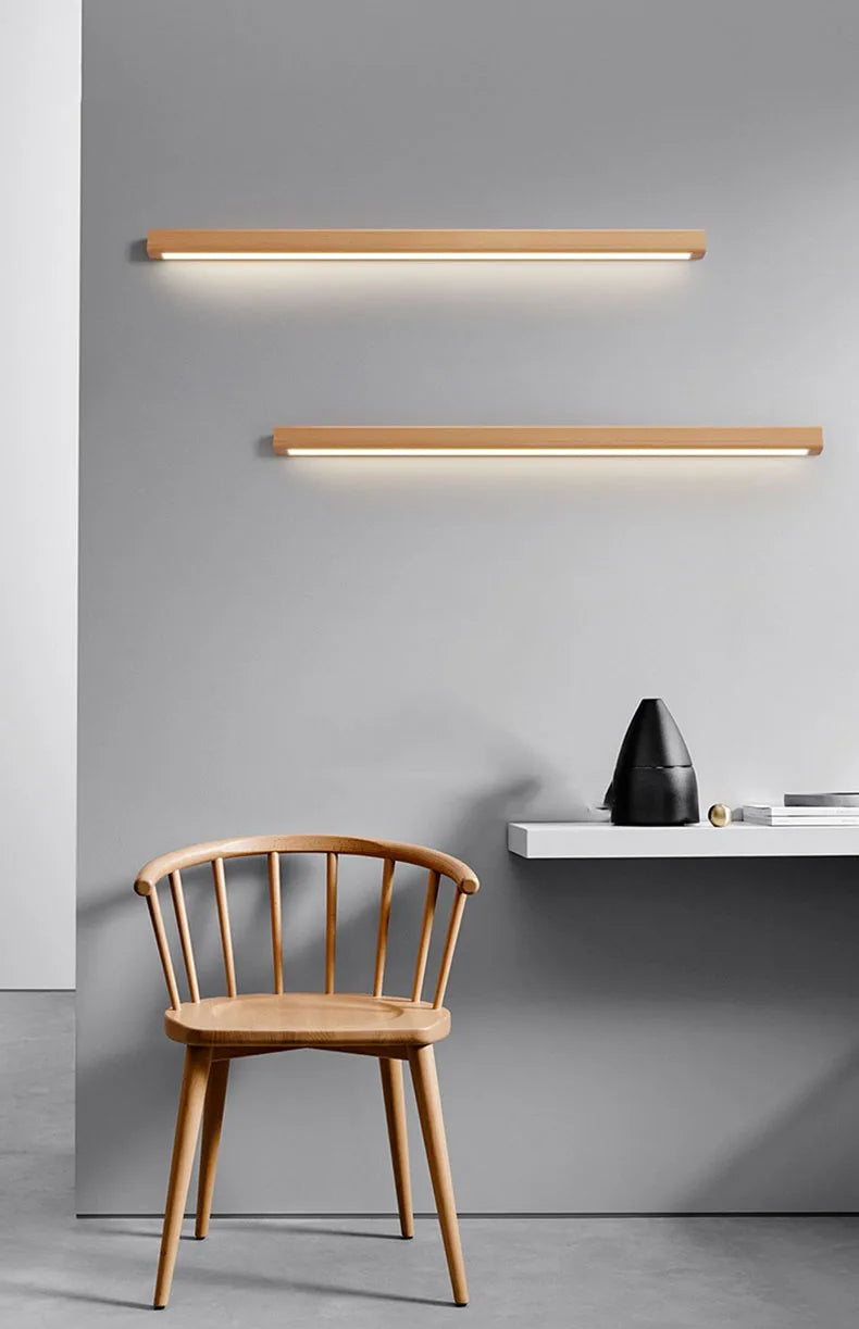 Modern Dimmable Linear Wood Acrylic Minimalist Wall Light