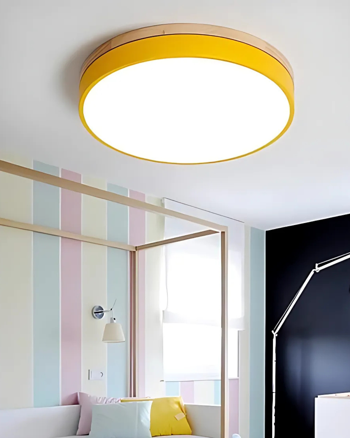 Nature Inspired LED Flush Mount Oak Accent Ceiling Light