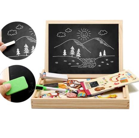 Rear chalkboard surface and drawing detail