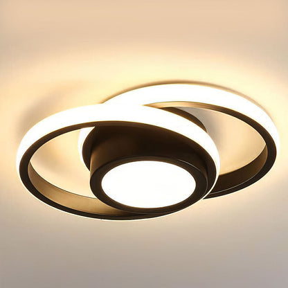 Modern Minimalist Double Ring Halo Contemporary Ceiling Light Fixture