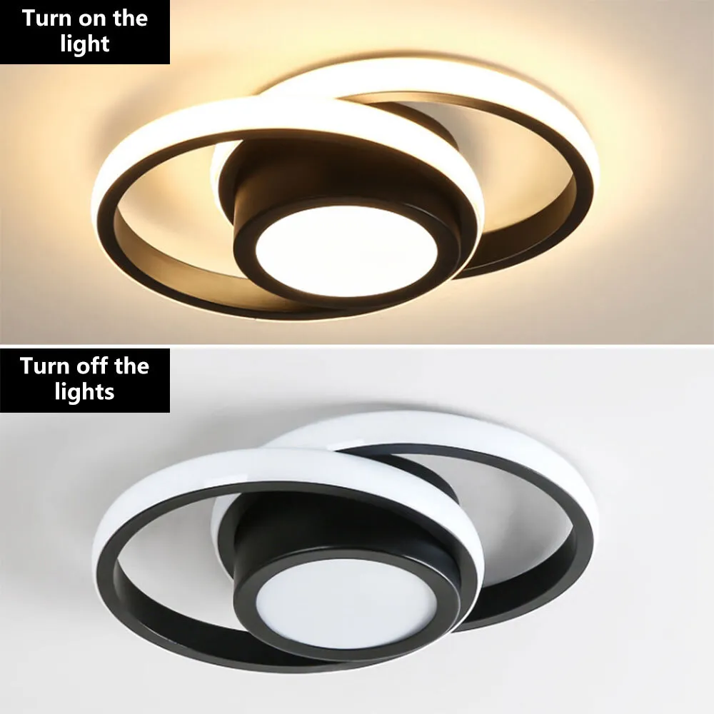 Modern Minimalist Double Ring Halo Contemporary Ceiling Light Fixture