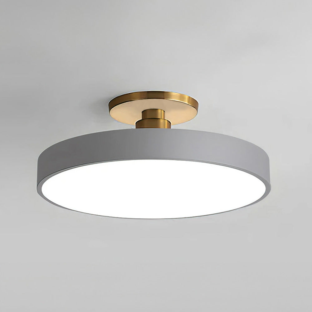 Round Acrylic Metal LED Ceiling Light – Semi Flush Mount – Hallway Living Room