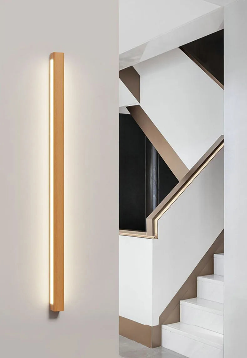 Modern Dimmable Linear Wood Acrylic Minimalist Wall Light