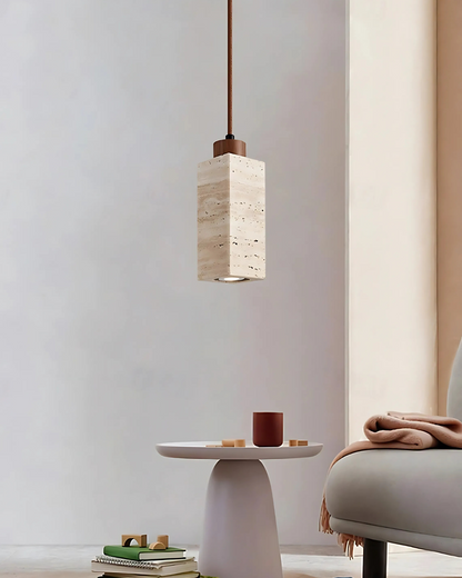 Modern Sculptural Travertine Elegant Pendant Light