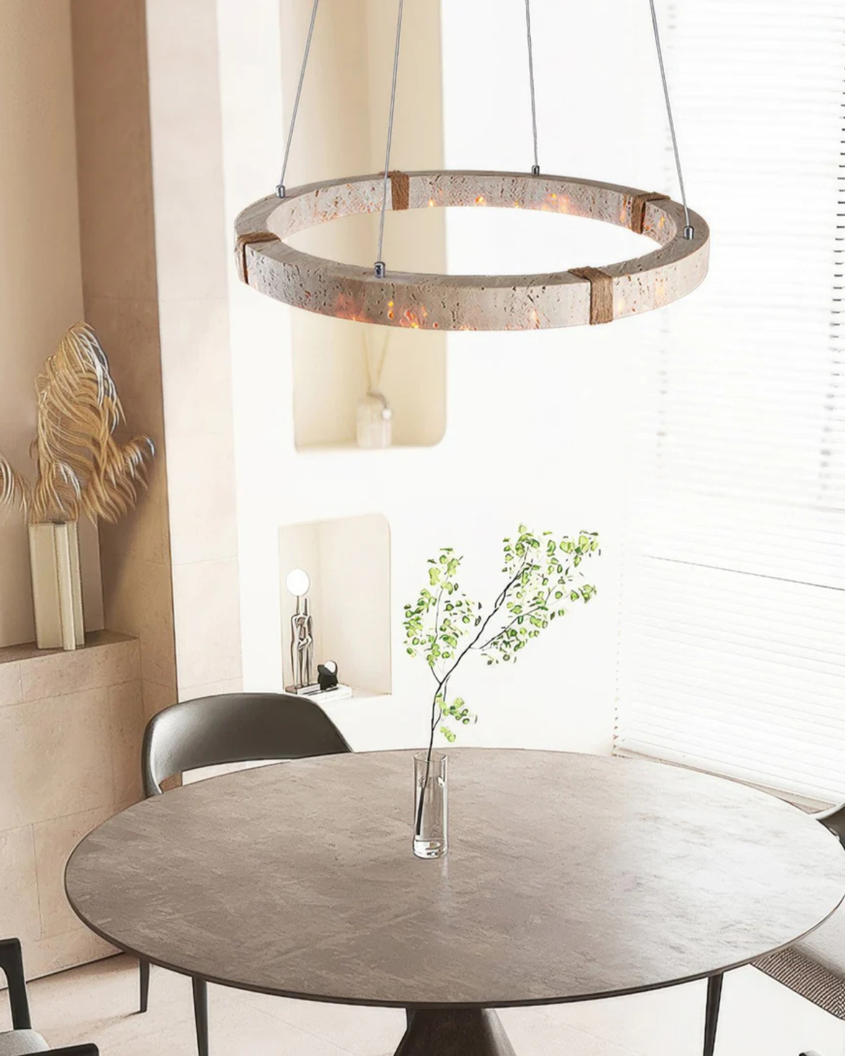 Modern Adjustable Travertine Natural Stone Pendant Light