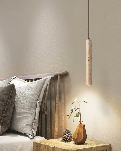 Minimalist Natural Travertine Japandi Pendant Light