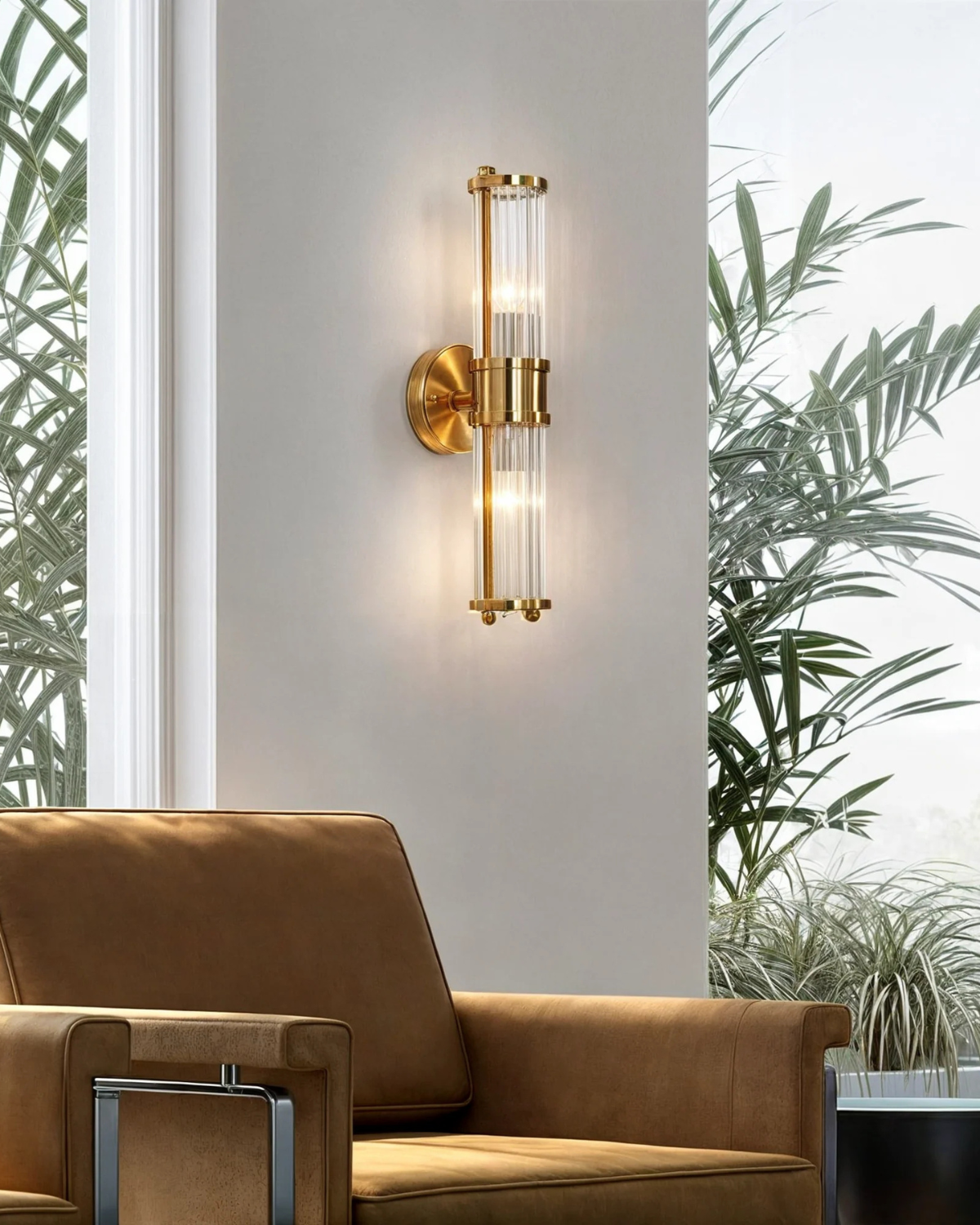 Elegant Warm Glow Crystal Space Saving Wall Sconce