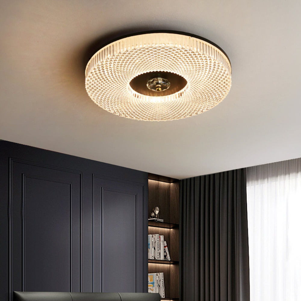 Round Metal Acrylic LED Flush Ceiling Light – Dimmable Hardwired for Bedroom & Kitchen