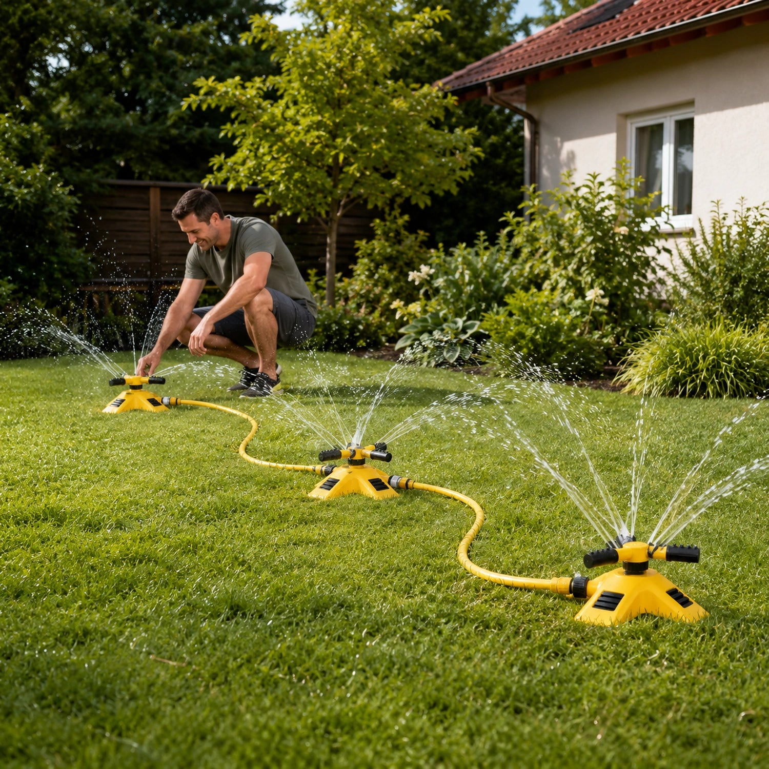 3-Arm Adjustable 360° Rotating Lawn Sprinkler System
