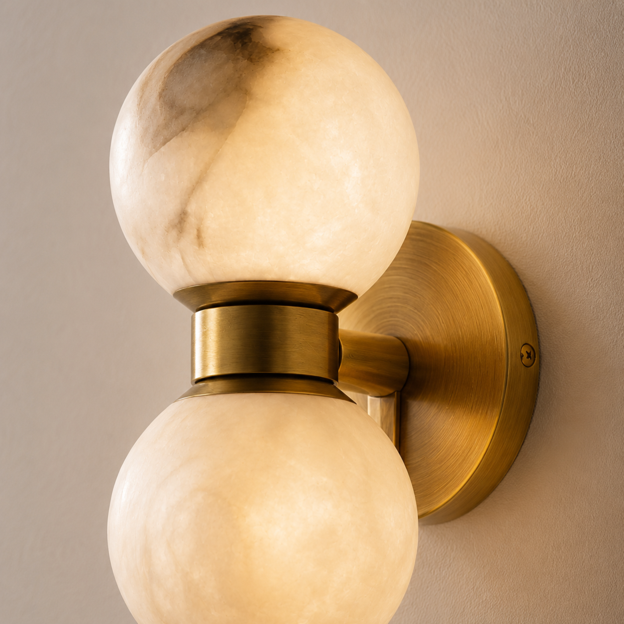 Art Deco Marble Ball Wall Light with Copper Base