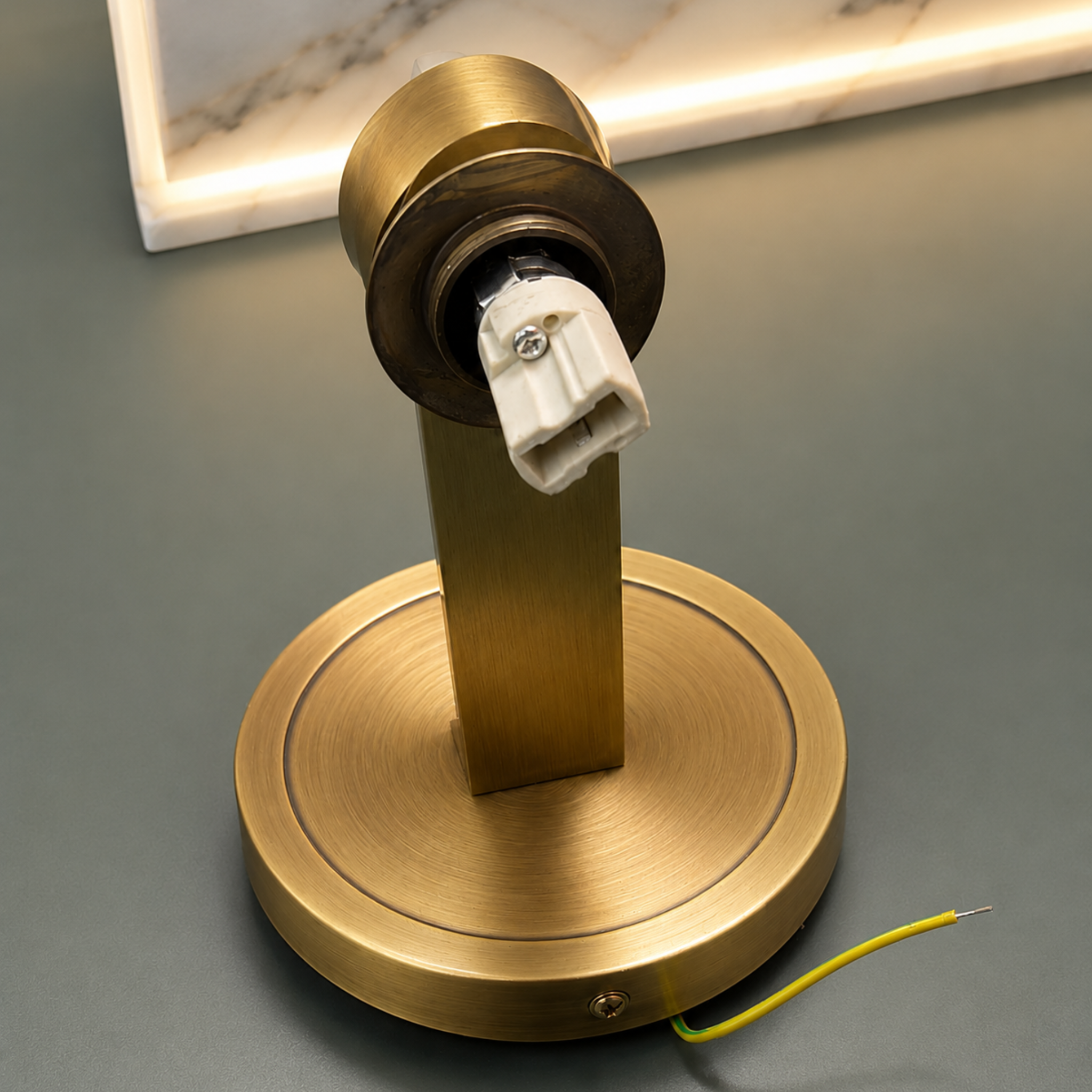Art Deco Marble Ball Wall Light with Copper Base