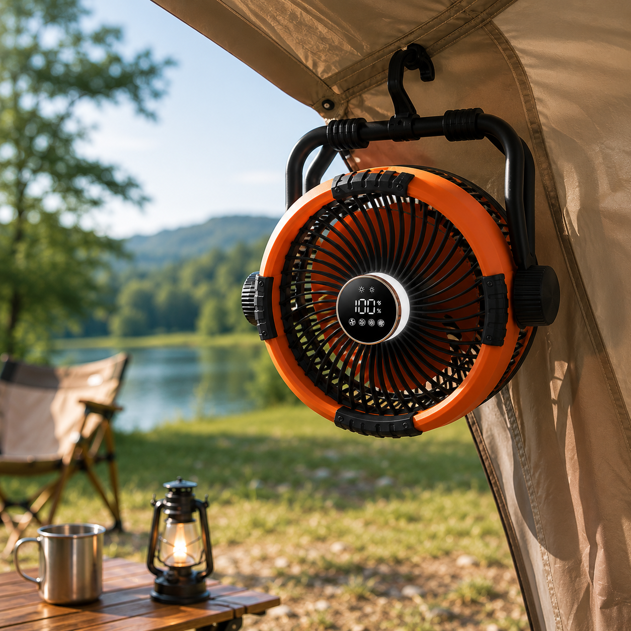 Portable Camping Fan with LED Light 20000mAh