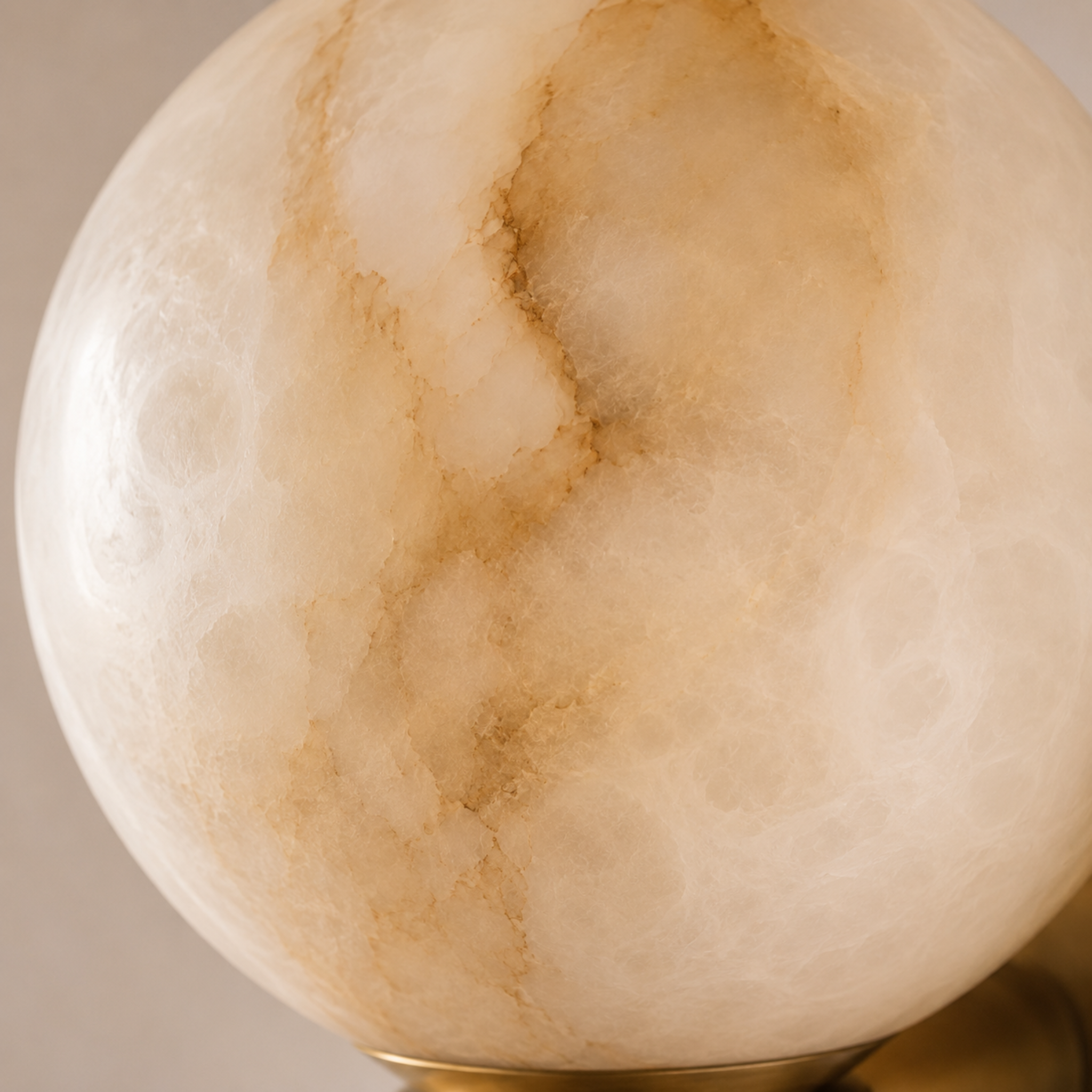 Art Deco Marble Ball Wall Light with Copper Base