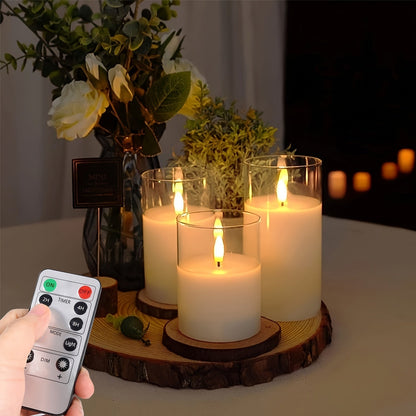 Flameless Remote Control Timer Battery Operated LED Candles Set - Home Decor