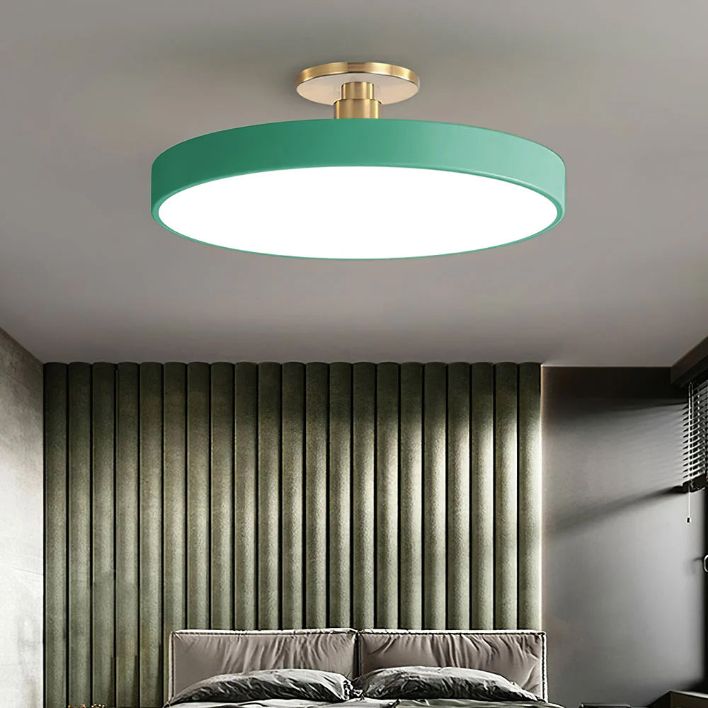 Round Acrylic Metal LED Ceiling Light – Semi Flush Mount – Hallway Living Room