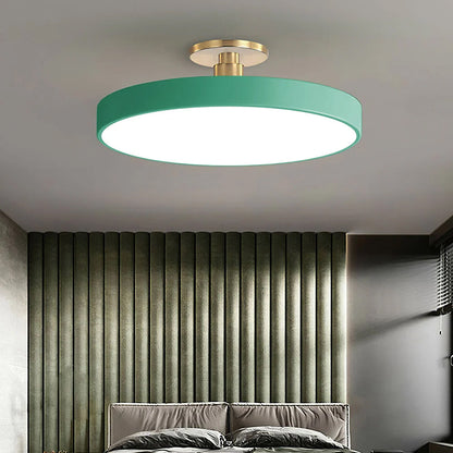 Round Acrylic Metal LED Ceiling Light – Semi Flush Mount – Hallway Living Room