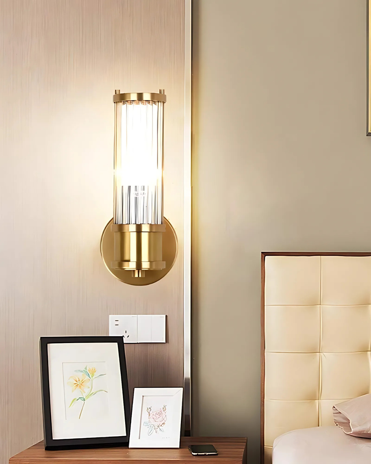 Elegant Crystal Glass Stainless Steel Contemporary Wall Sconce