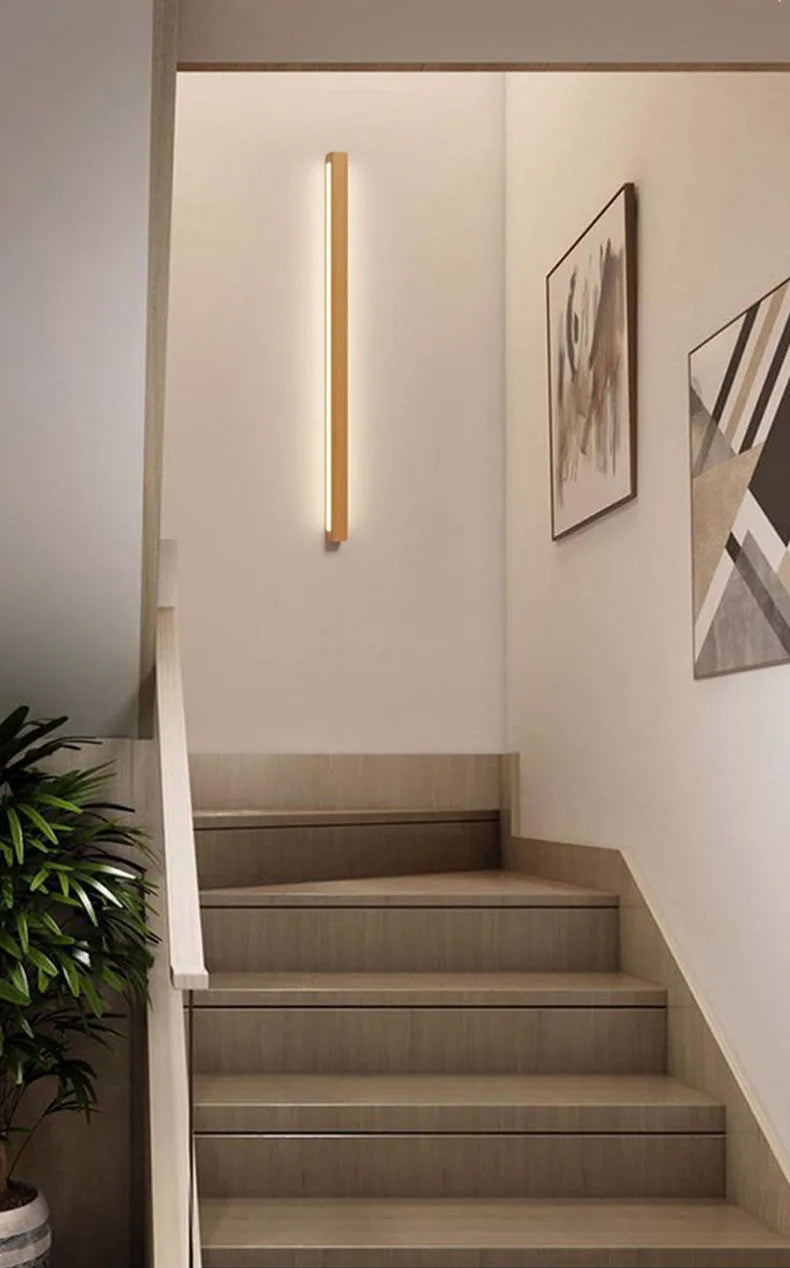 Modern Dimmable Linear Wood Acrylic Minimalist Wall Light