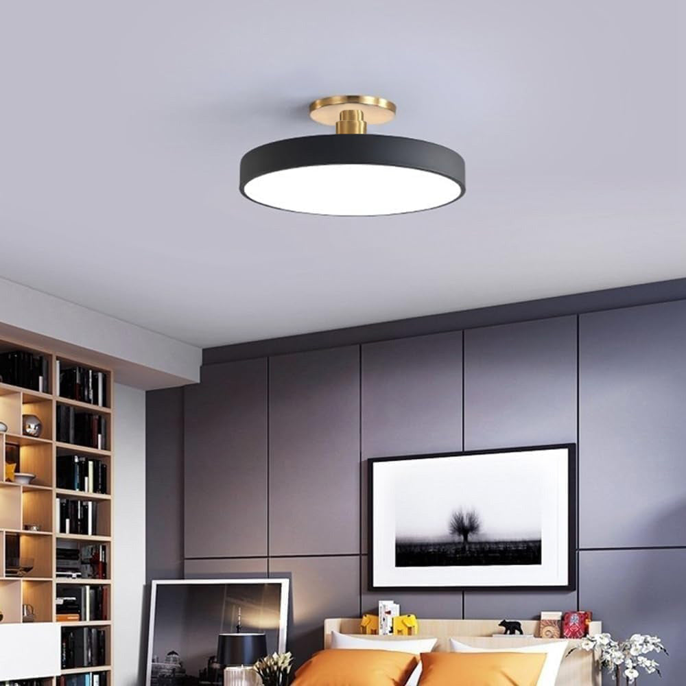Round Acrylic Metal LED Ceiling Light – Semi Flush Mount – Hallway Living Room