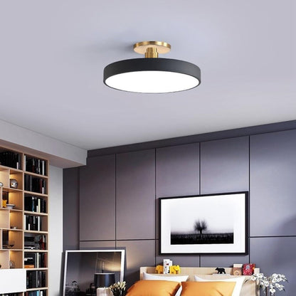 Round Acrylic Metal LED Ceiling Light – Semi Flush Mount – Hallway Living Room