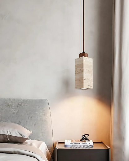 Modern Sculptural Travertine Elegant Pendant Light
