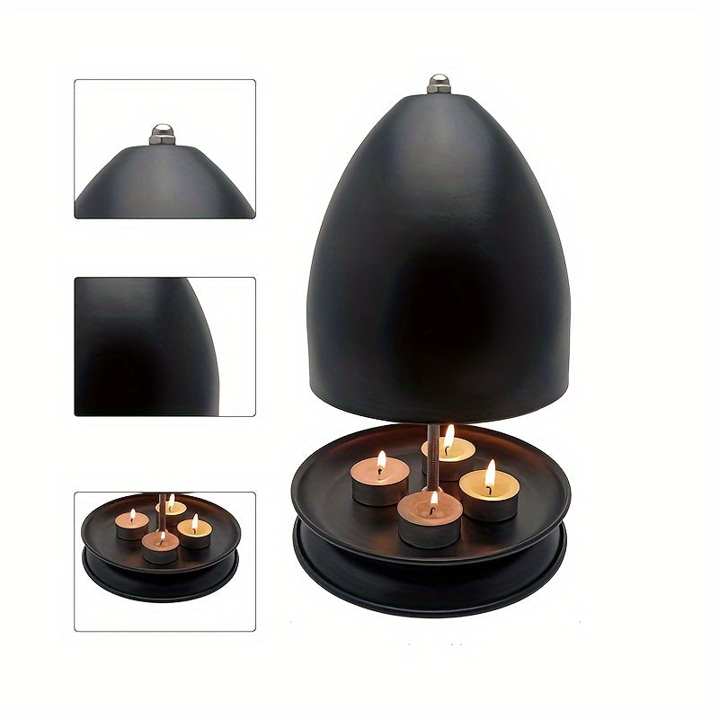 Black Flameless Heating With Hand Warmer And Holder - Tea Light Candle Warmer Kit
