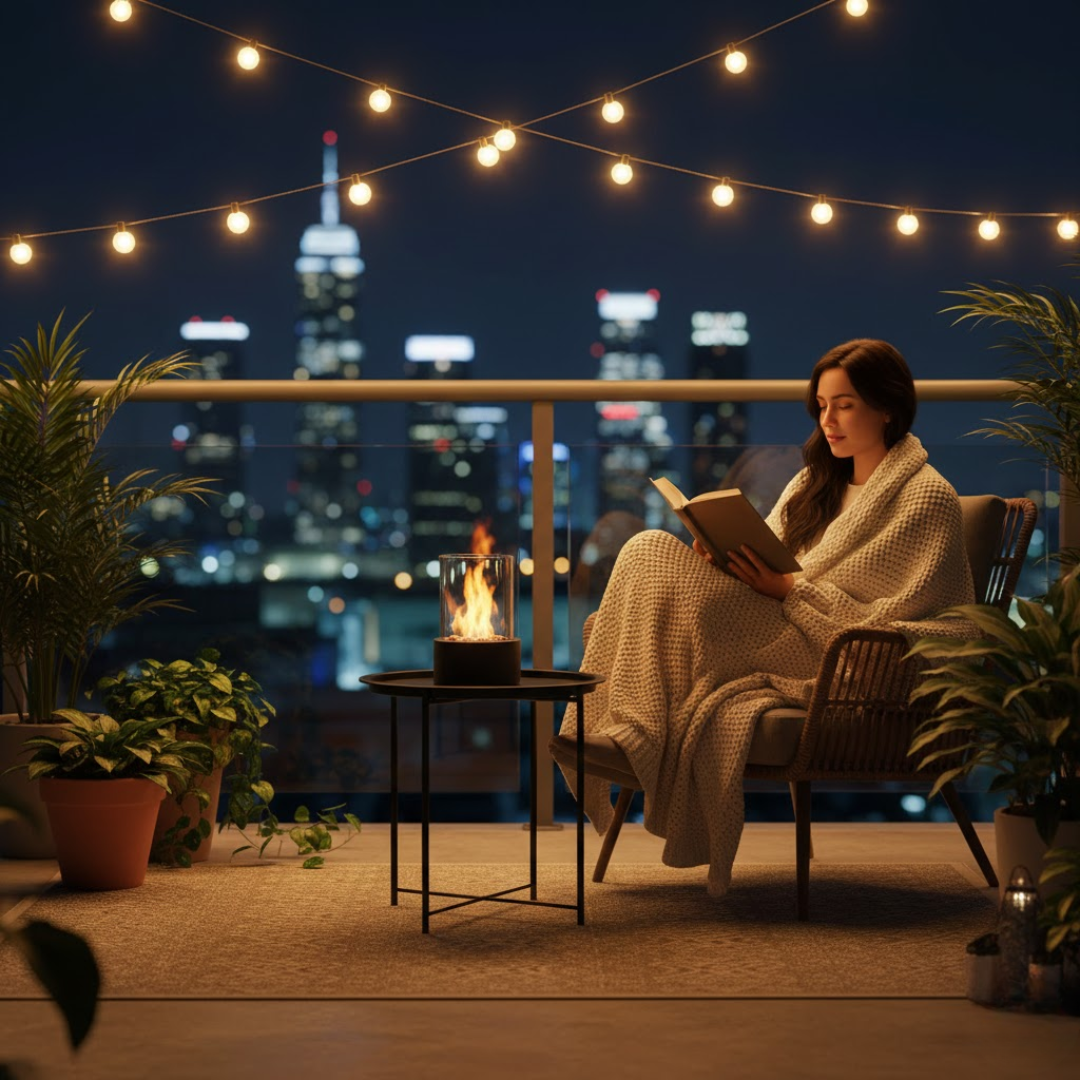 Bioethanol Tabletop Fireplace - Ventless Smokeless Indoor Outdoor - Portable Real Flame