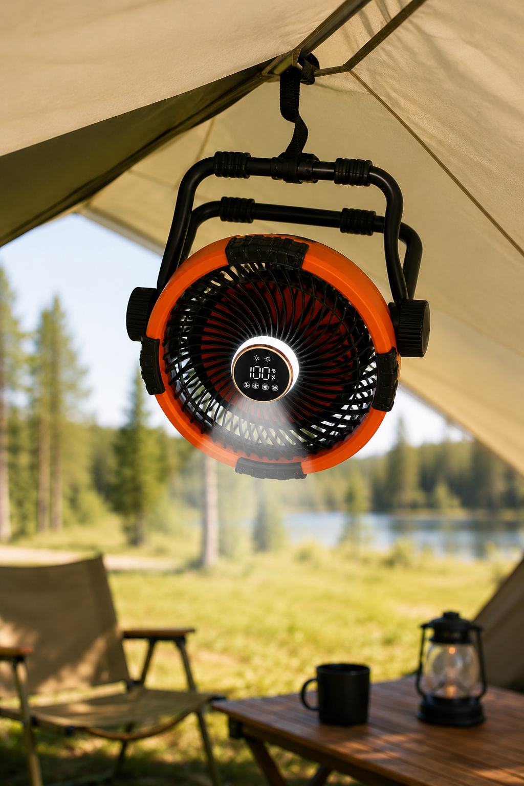 Portable Camping Fan with LED Light 20000mAh