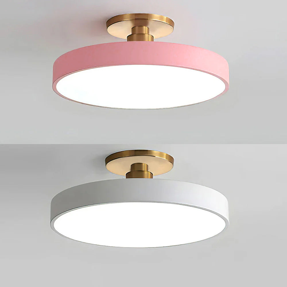 Round Acrylic Metal LED Ceiling Light – Semi Flush Mount – Hallway Living Room