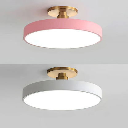 Round Acrylic Metal LED Ceiling Light – Semi Flush Mount – Hallway Living Room