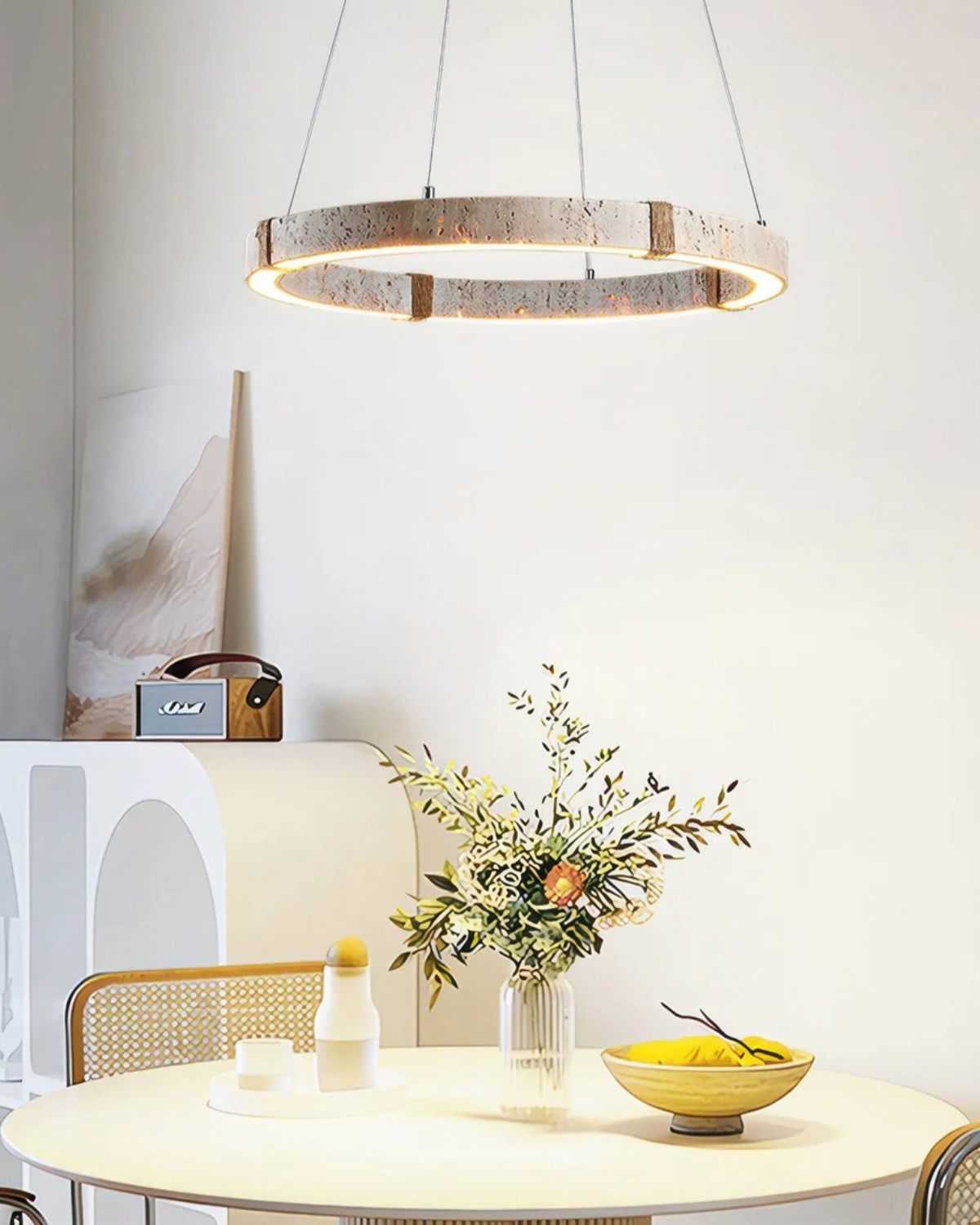 Modern Adjustable Travertine Natural Stone Pendant Light