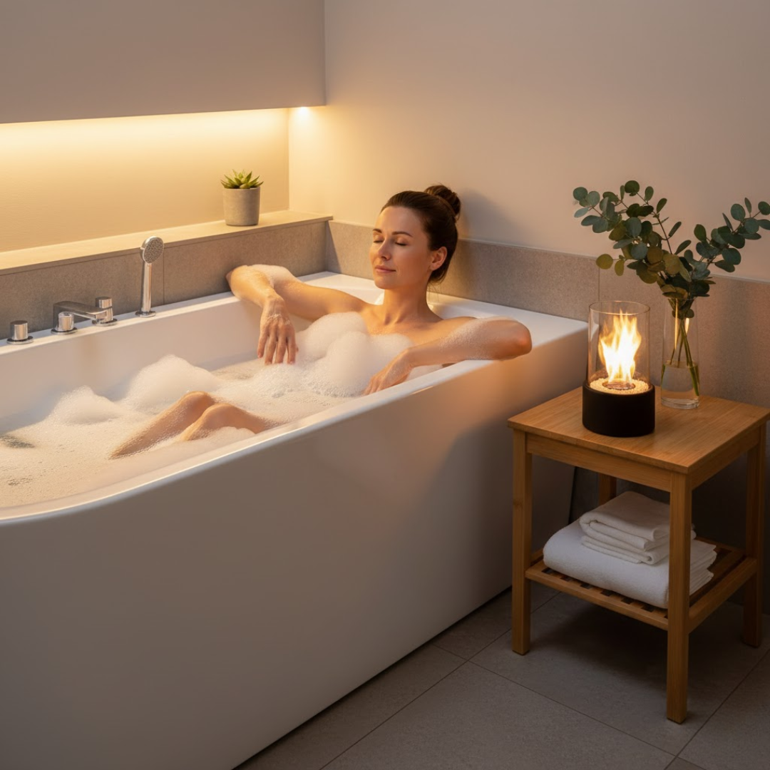 Bioethanol Tabletop Fireplace - Ventless Smokeless Indoor Outdoor - Portable Real Flame