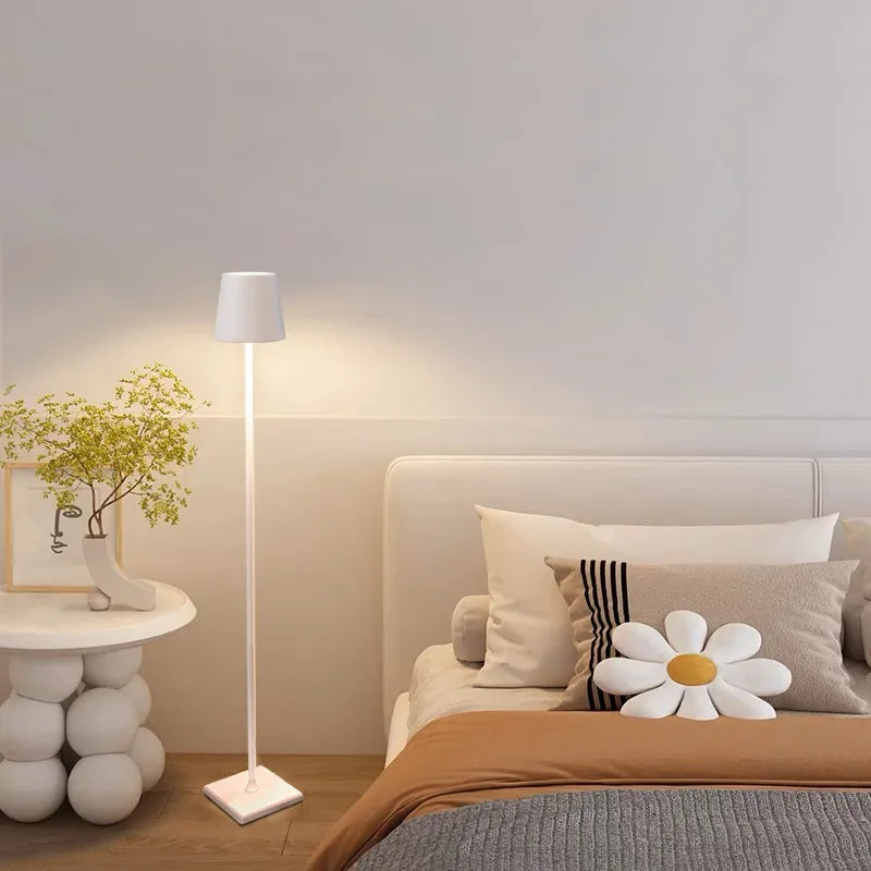 Modern Rechargeable Wireless Dimmable Touch Control Aluminum Sleek Floor Lamp