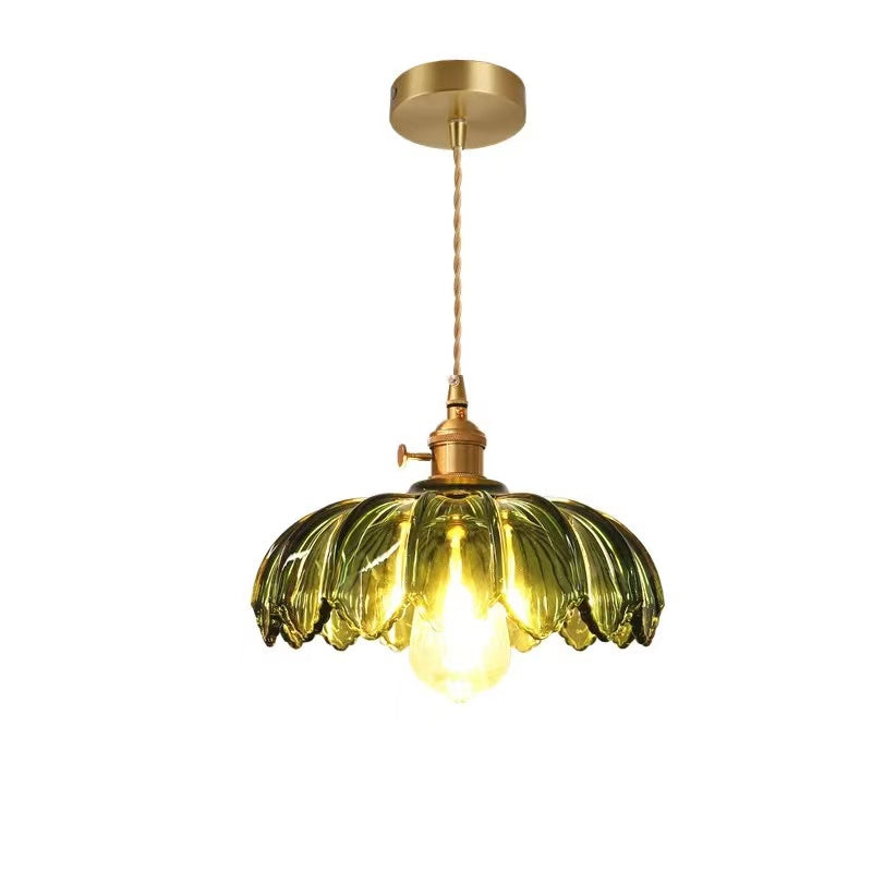 Vintage Floral Adjustable Glass Kitchen Pendant Light