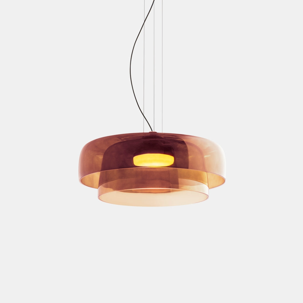 Handcrafted Adjustable Cord Glass Orange Green Gray Ceiling Light