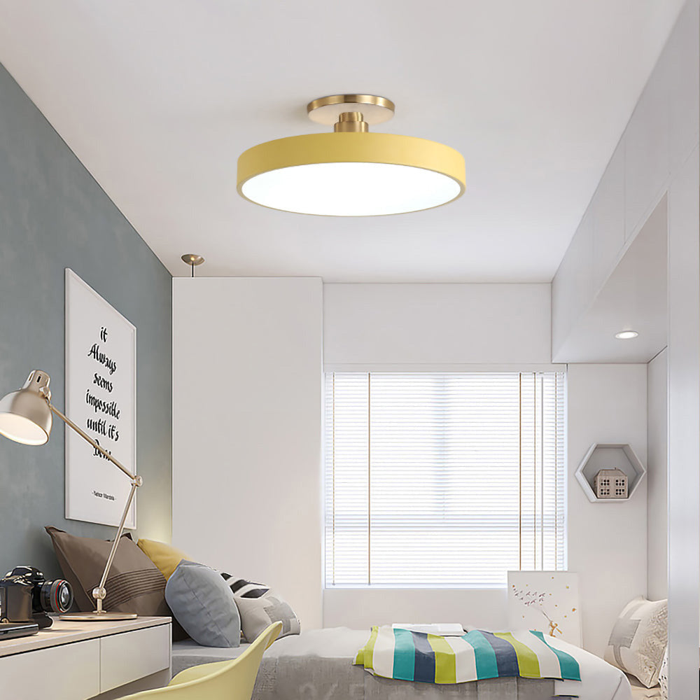 Round Acrylic Metal LED Ceiling Light – Semi Flush Mount – Hallway Living Room