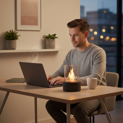 Bioethanol Tabletop Fireplace - Ventless Smokeless Indoor Outdoor - Portable Real Flame