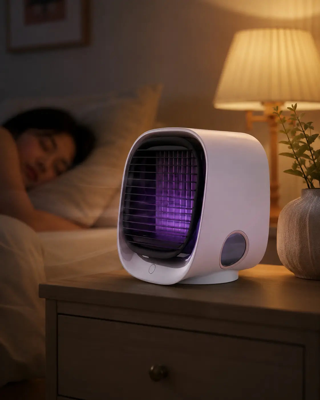 Desktop USB Air Cooler with Humidifying Mist - Portable Personal Fan for Desk or Bedside