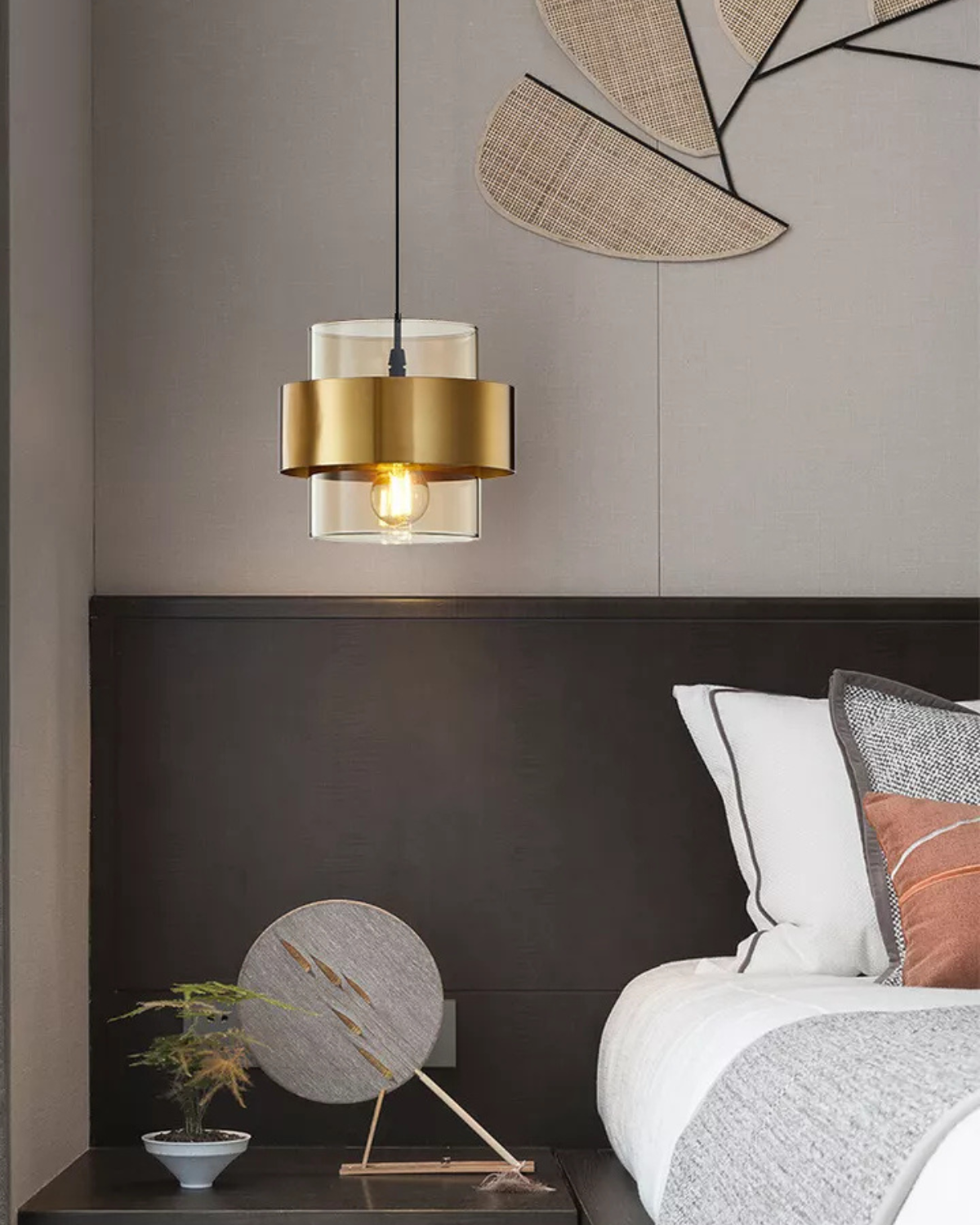 Industrial Adjustable Height Glass Pendant Light Ceiling Fixture Hanging