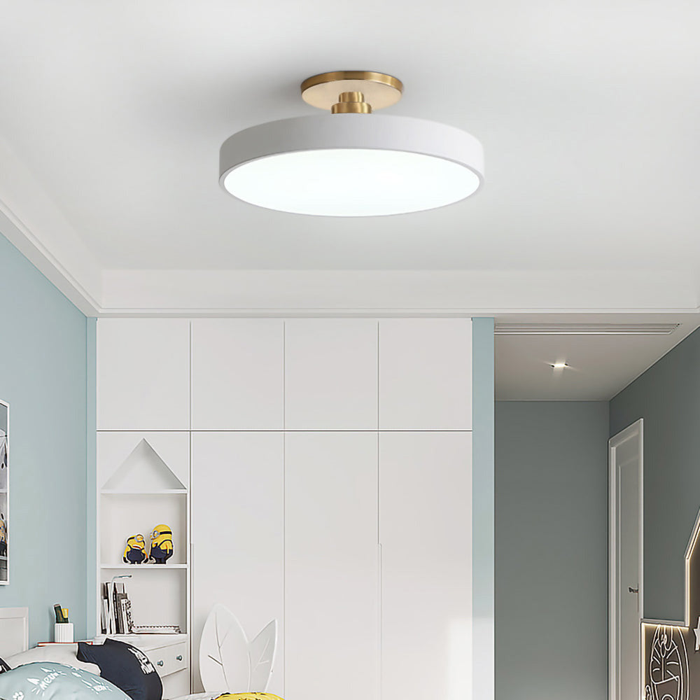 Round Acrylic Metal LED Ceiling Light – Semi Flush Mount – Hallway Living Room